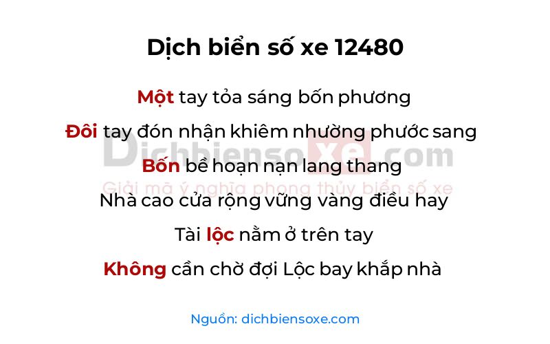 Dịch thơ biển số 12480