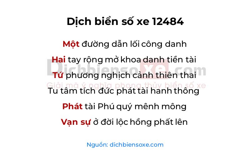 Dịch thơ biển số 12484