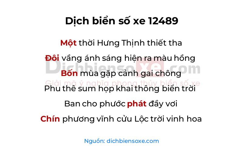 Dịch thơ biển số 12489