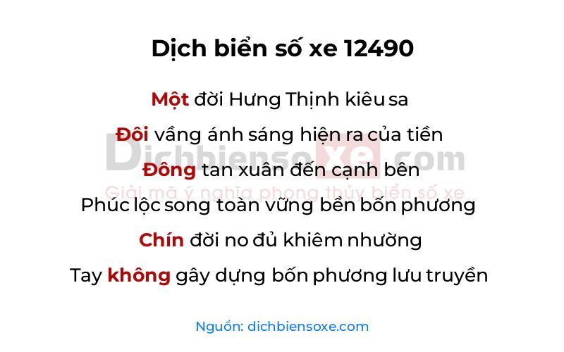 Dịch thơ biển số 12490