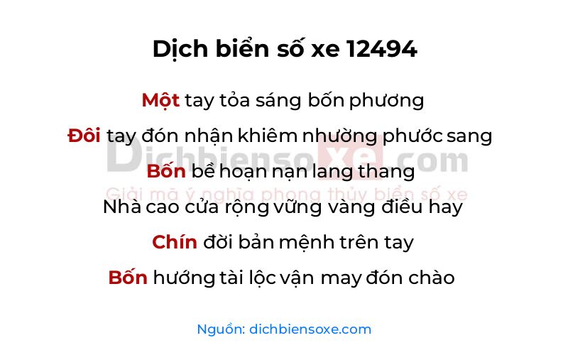 Dịch thơ biển số 12494