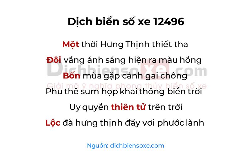 Dịch thơ biển số 12496