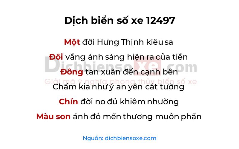Dịch thơ biển số 12497