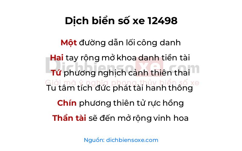 Dịch thơ biển số 12498
