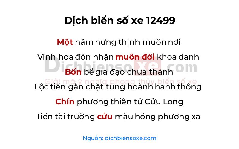 Dịch thơ biển số 12499