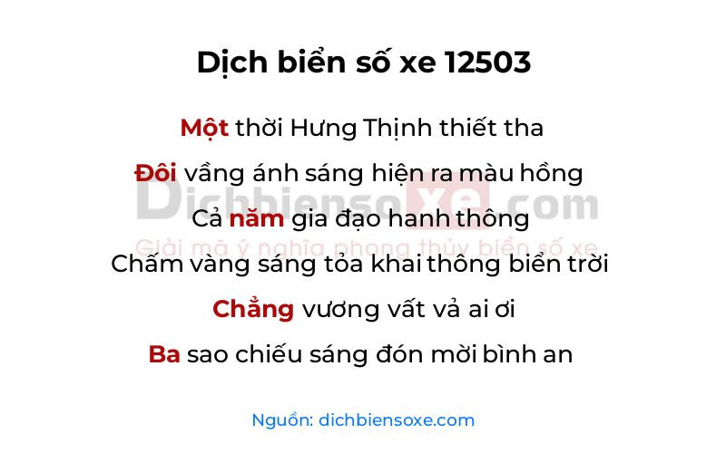 Dịch thơ biển số 12503