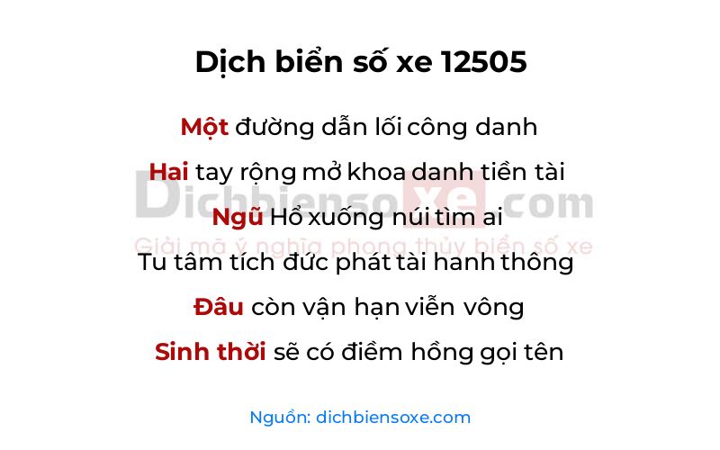Dịch thơ biển số 12505