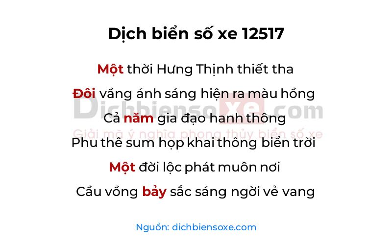 Dịch thơ biển số 12517