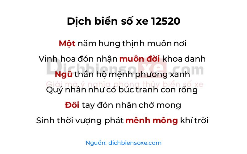 Dịch thơ biển số 12520