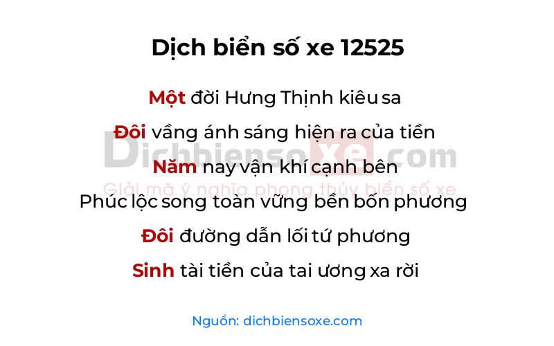 Dịch thơ biển số 12525