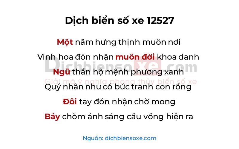 Dịch thơ biển số 12527
