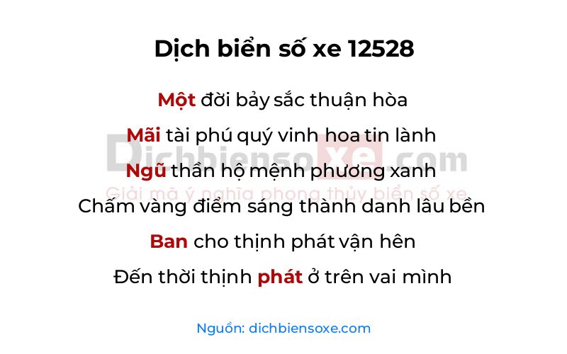 Dịch thơ biển số 12528