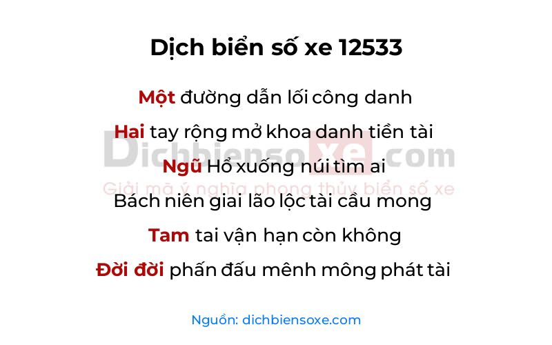 Dịch thơ biển số 12533