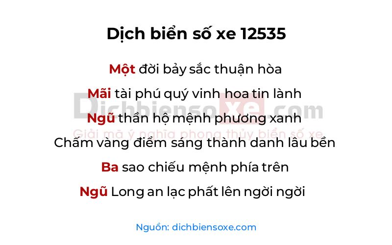 Dịch thơ biển số 12535