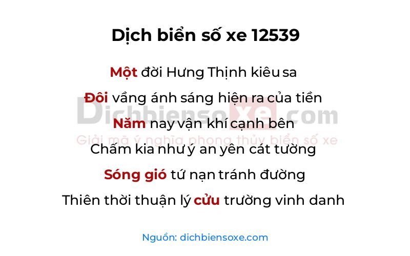 Dịch thơ biển số 12539