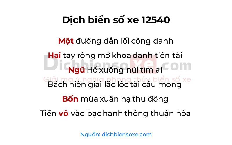 Dịch thơ biển số 12540