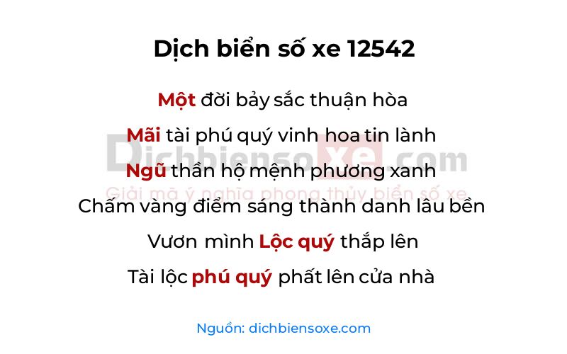 Dịch thơ biển số 12542