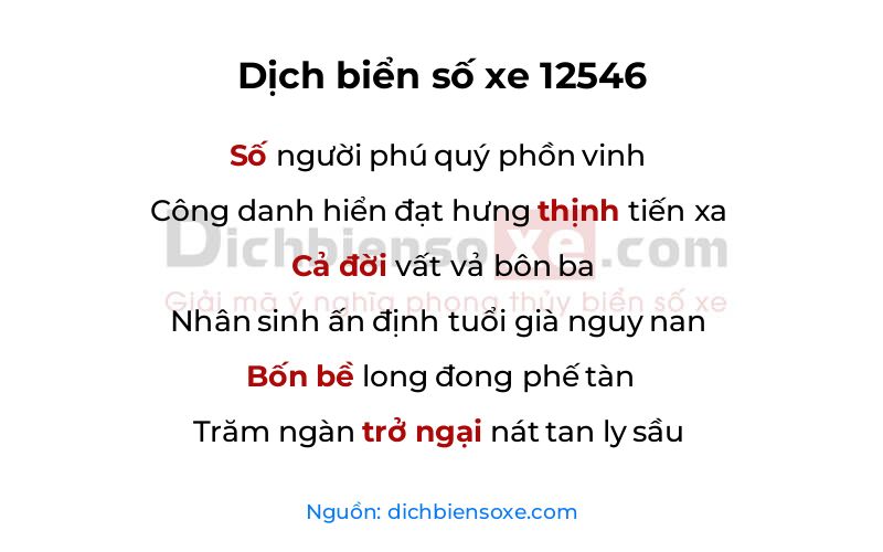 Dịch thơ biển số 12546