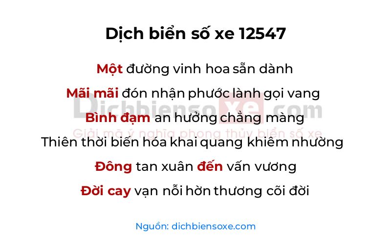 Dịch thơ biển số 12547