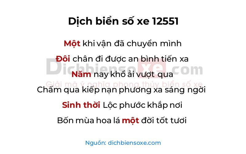 Dịch thơ biển số 12551
