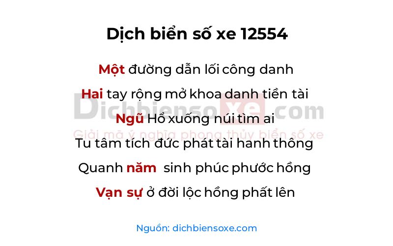 Dịch thơ biển số 12554