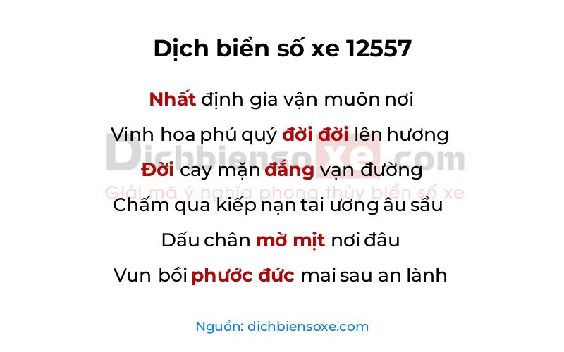 Dịch thơ biển số 12557