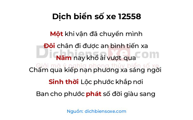 Dịch thơ biển số 12558