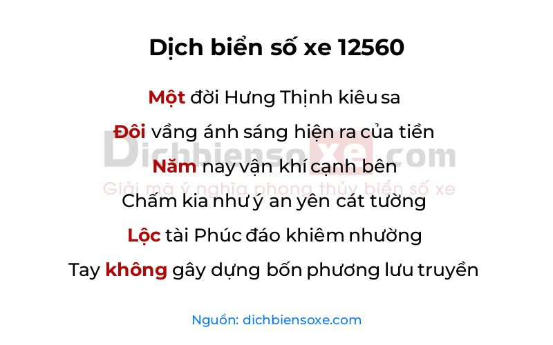 Dịch thơ biển số 12560