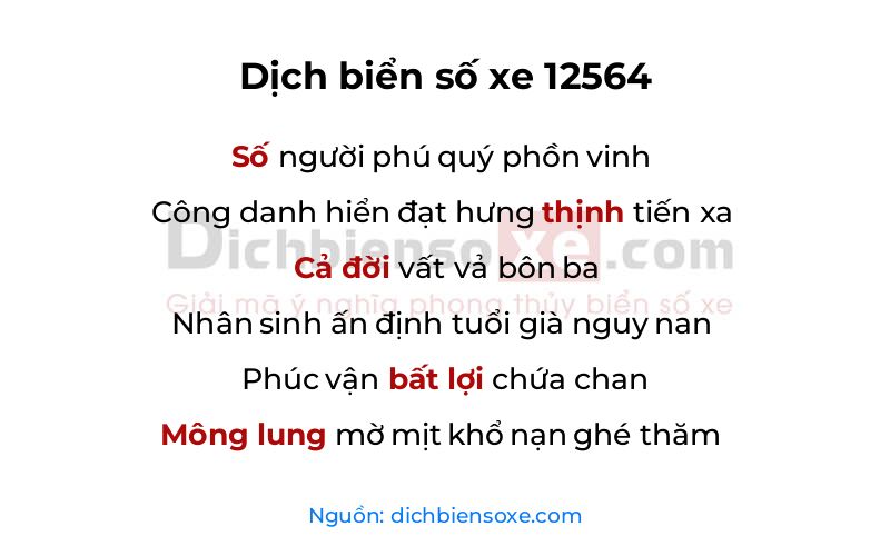 Dịch thơ biển số 12564