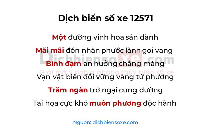 Dịch thơ biển số 12571