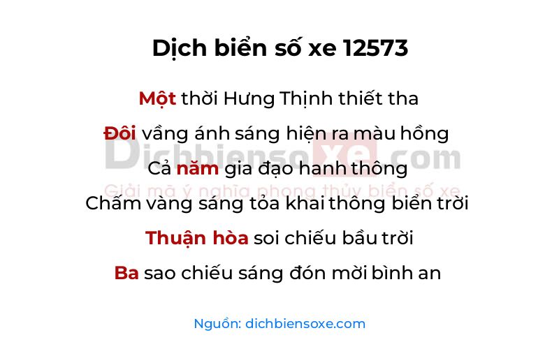 Dịch thơ biển số 12573