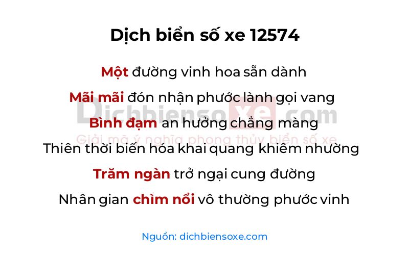 Dịch thơ biển số 12574