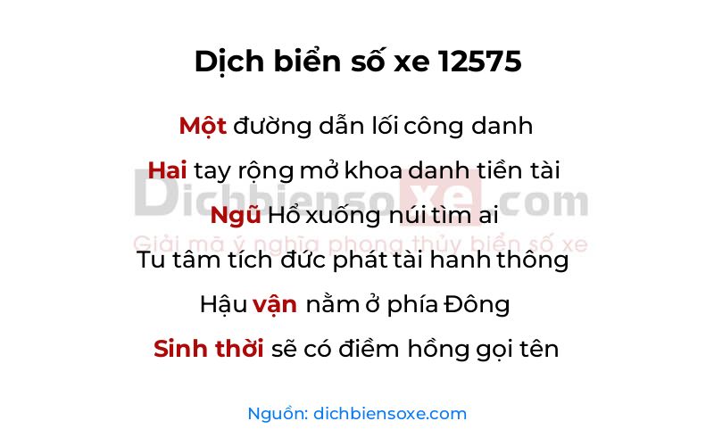 Dịch thơ biển số 12575