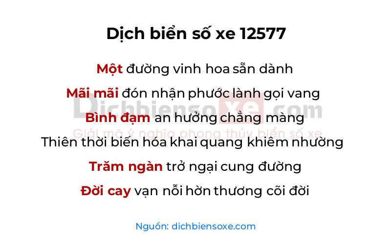 Dịch thơ biển số 12577