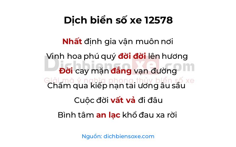 Dịch thơ biển số 12578