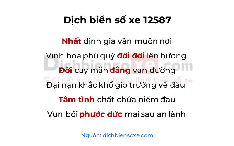Dịch thơ biển số 12587