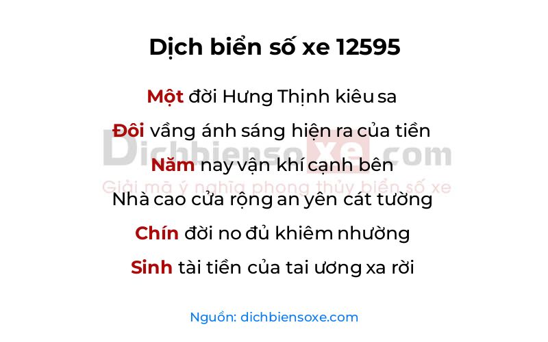 Dịch thơ biển số 12595