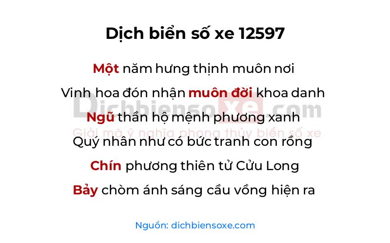 Dịch thơ biển số 12597
