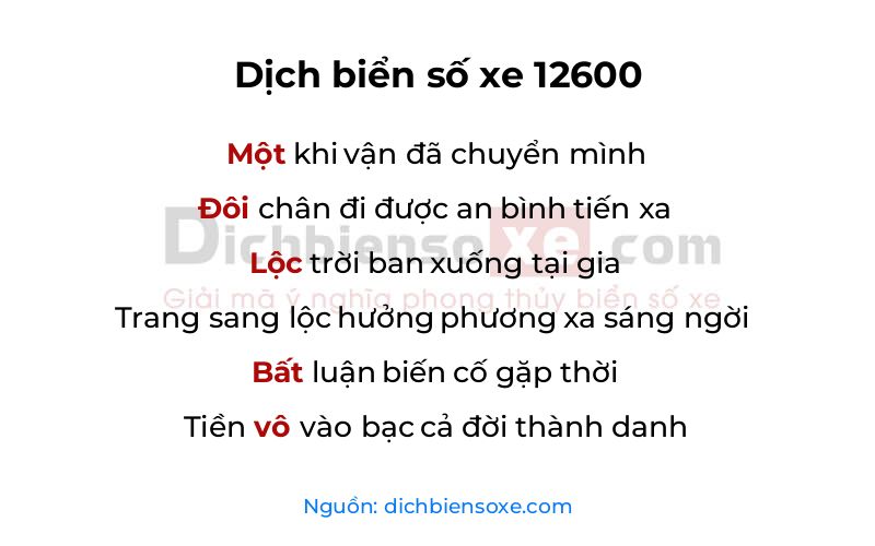 Dịch thơ biển số 12600