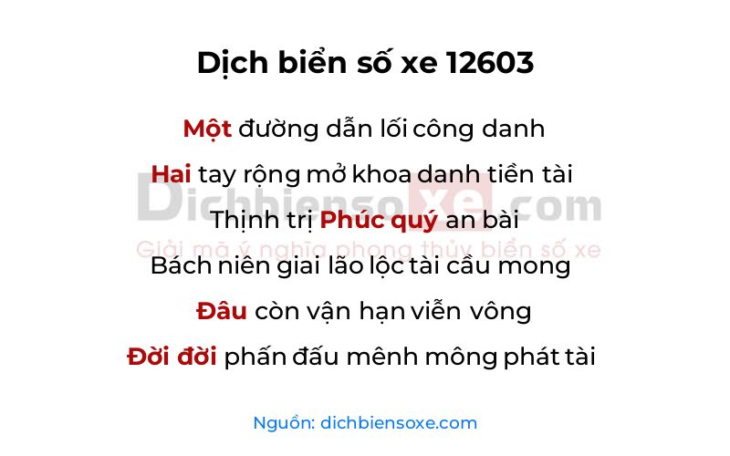 Dịch thơ biển số 12603