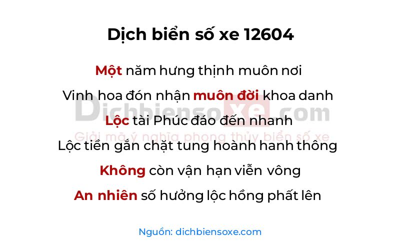 Dịch thơ biển số 12604
