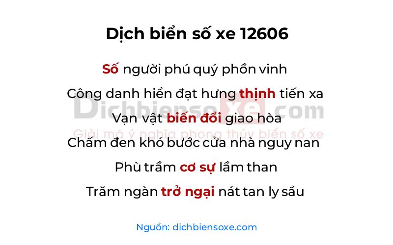 Dịch thơ biển số 12606