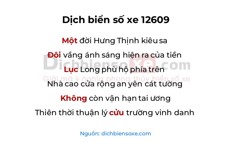 Dịch thơ biển số 12609