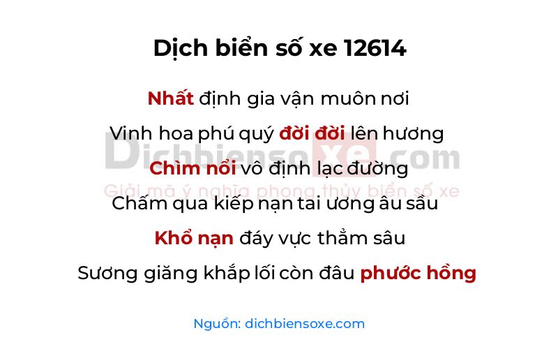 Dịch thơ biển số 12614