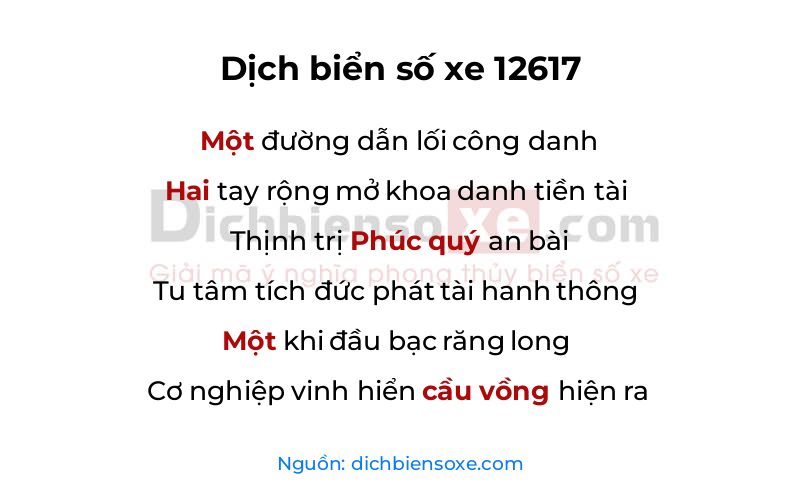 Dịch thơ biển số 12617