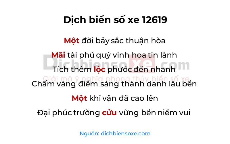 Dịch thơ biển số 12619
