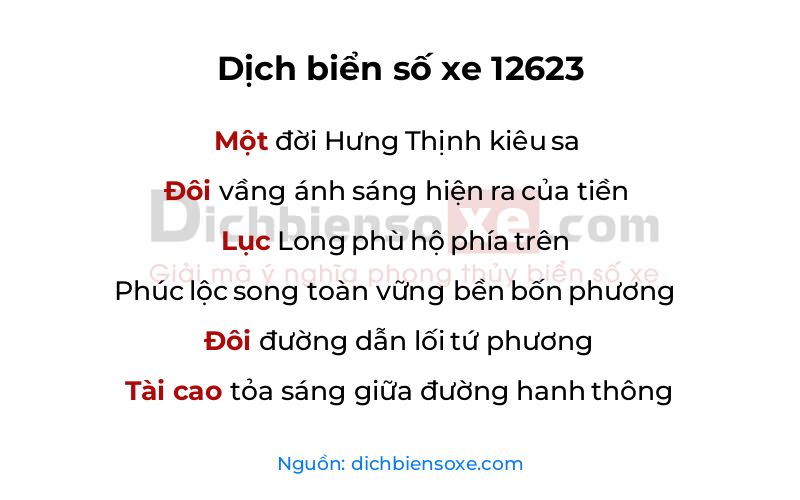 Dịch thơ biển số 12623