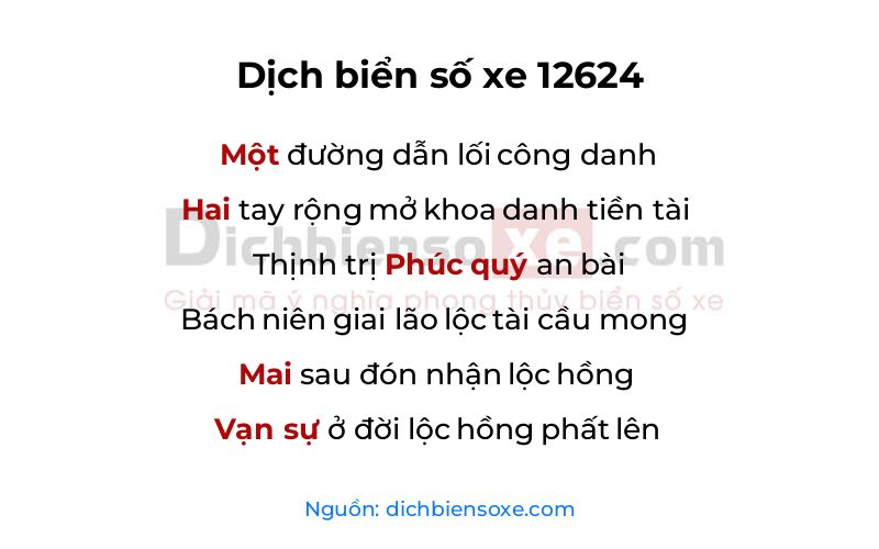 Dịch thơ biển số 12624