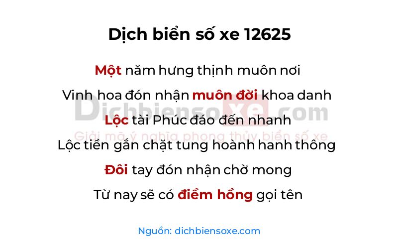 Dịch thơ biển số 12625