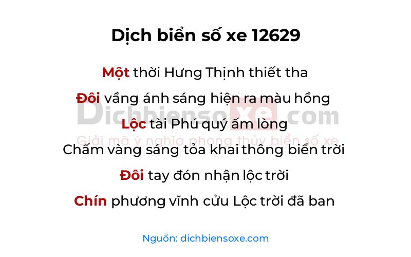 Dịch thơ biển số 12629